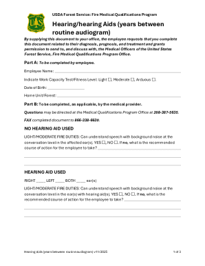 USDA Forest Service Fire Medical Qualifications Form