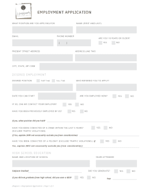 JPeppers Employment Application