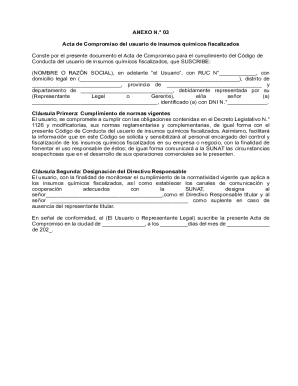 Acta de Compromiso de Insumos Químicos