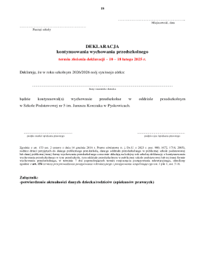 Preschool Education Continuation Declaration