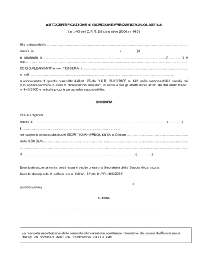 Italian School Attendance Declaration Form