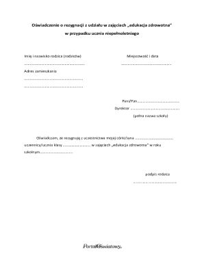 Health Education Participation Waiver