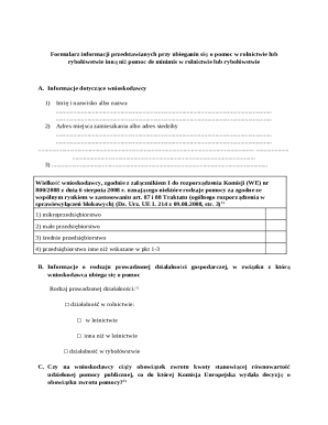 EU Agricultural and Fisheries Aid Information Form