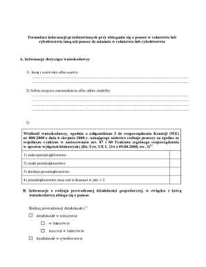 Polish Agricultural or Fisheries Aid Information Form