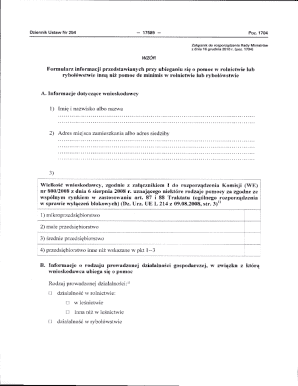 Polish Agricultural and Fisheries Aid Application Form