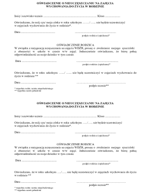 Polish Family Life Education Exemption Form