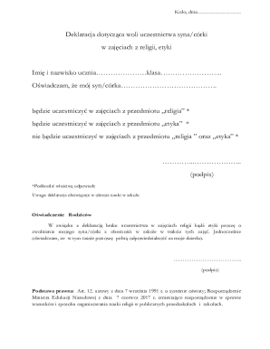 Religion and Ethics Participation Declaration