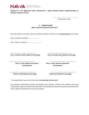 Parental Consent Form for Minor's Studies in Poland