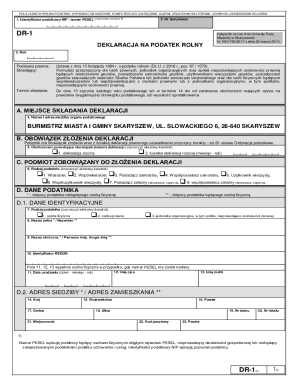 Polish Agricultural Tax Declaration Form DR-1