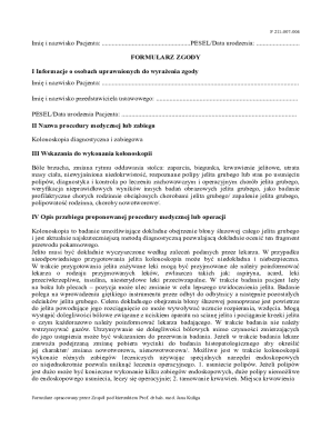 Polish Colonoscopy Consent Form