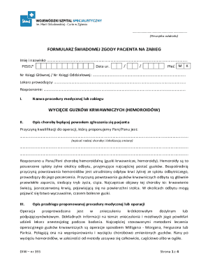 Medical Consent Form for Hemorrhoid Surgery