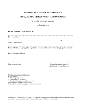 Polish Nursing and Care Facility Admission Request