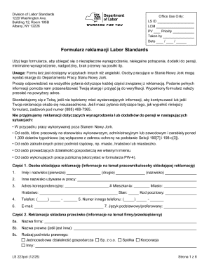 New York Labor Standards Complaint Form