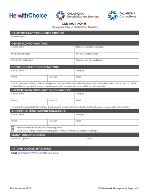 Contact Form for Employees Group Insurance Division