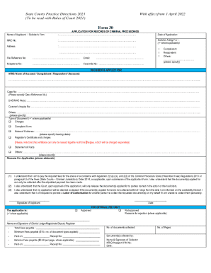 Application for Records of Criminal Proceedings