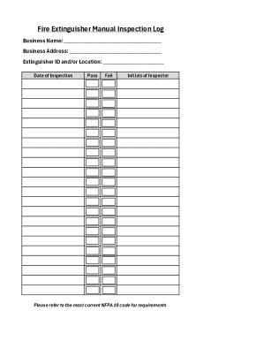 Fire Extinguisher Manual Inspection Log