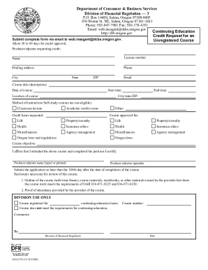 Oregon Continuing Education Credit Request Form