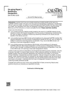 California Ongoing Payee Beneficiary Designation Form