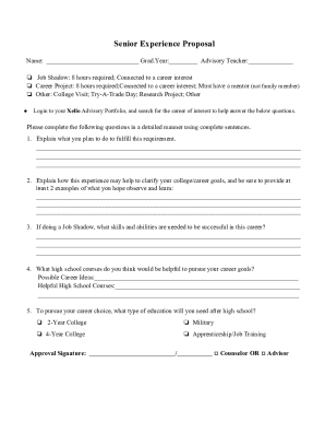 Senior Experience Proposal Form