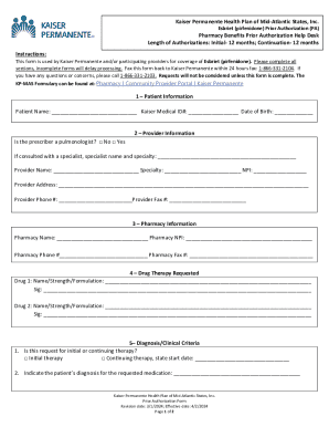 Kaiser Permanente Esbriet Prior Authorization Form