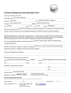 Instructor Background Information Form