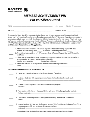 4-H Silver Guard Achievement Pin Application