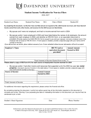 Student Income Verification for Non-tax Filers
