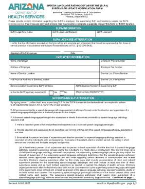 SLPA Supervisor Update Notification Form