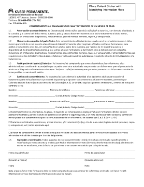 Minor Treatment Consent Form
