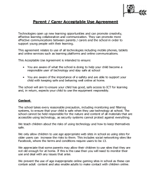 Parent Carer Acceptable Use Agreement