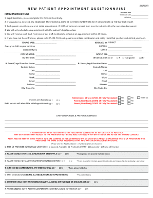 New Patient Appointment Questionnaire