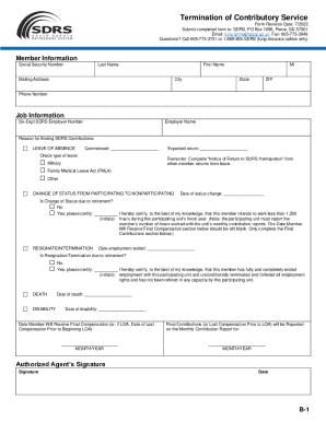 South Dakota Retirement System Contributory Service Termination Form
