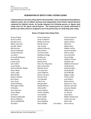 Texas Deputy Early Voting Clerk Designation Form