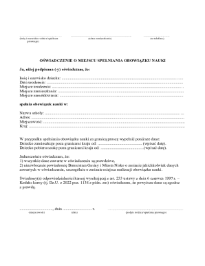 Polish School Attendance Declaration Form