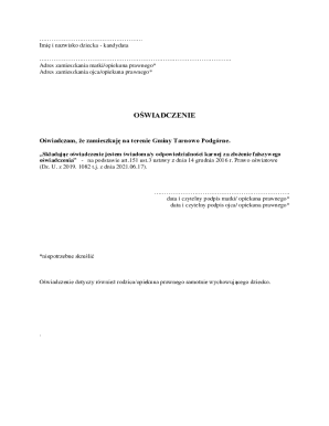 Polish Child Residency Declaration Form