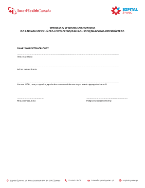 Application for Admission to a Nursing and Care Facility