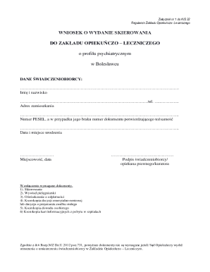 Application for Admission to a Nursing and Care Facility