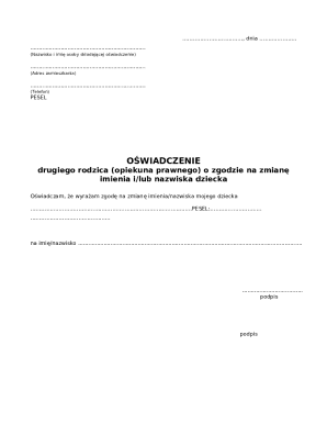 Parent Consent Form for Child Name Change