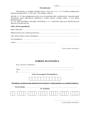 Polish Administrative Procedure Notification Form