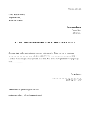 Polish Employment Contract Termination Letter