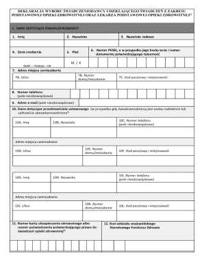 Polish Healthcare Provider Selection Form
