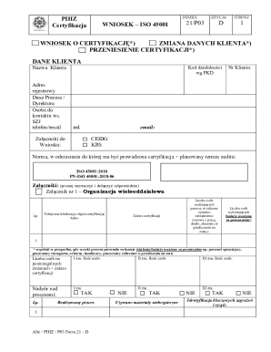 ISO 45001 Certification Application Form