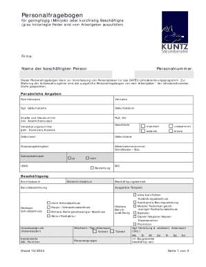 German Minijob Employment Form