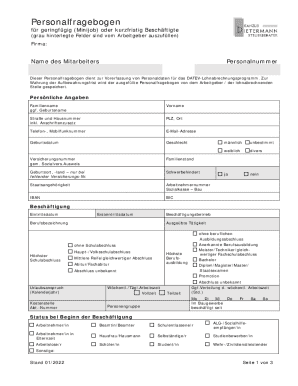 German Minijob Employee Form