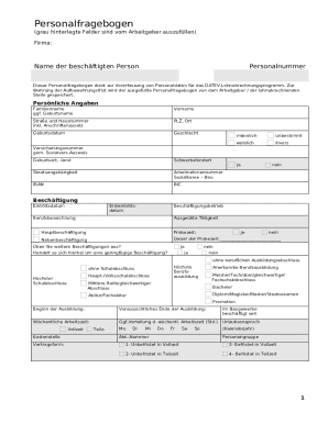Employee Personnel Questionnaire