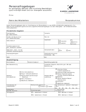 German Minijob Employment Form
