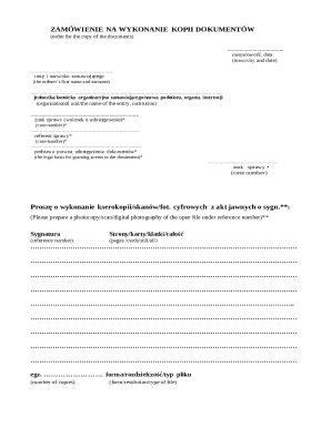 Order for Document Copies