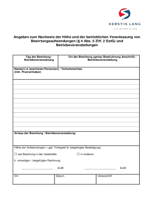 German Business Expense Form