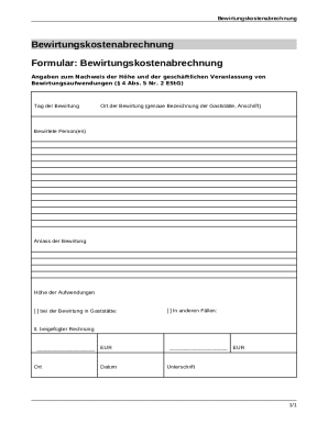Bewirtungskostenabrechnung