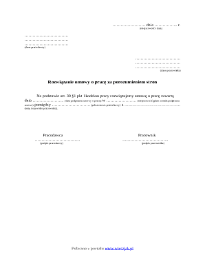 Poland Employment Contract Termination Agreement